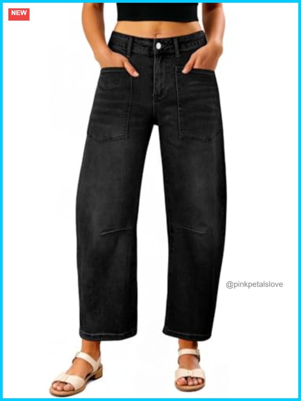 Baggy Barrel Jeans Women High Waist Wide Leg Stretch Cropped